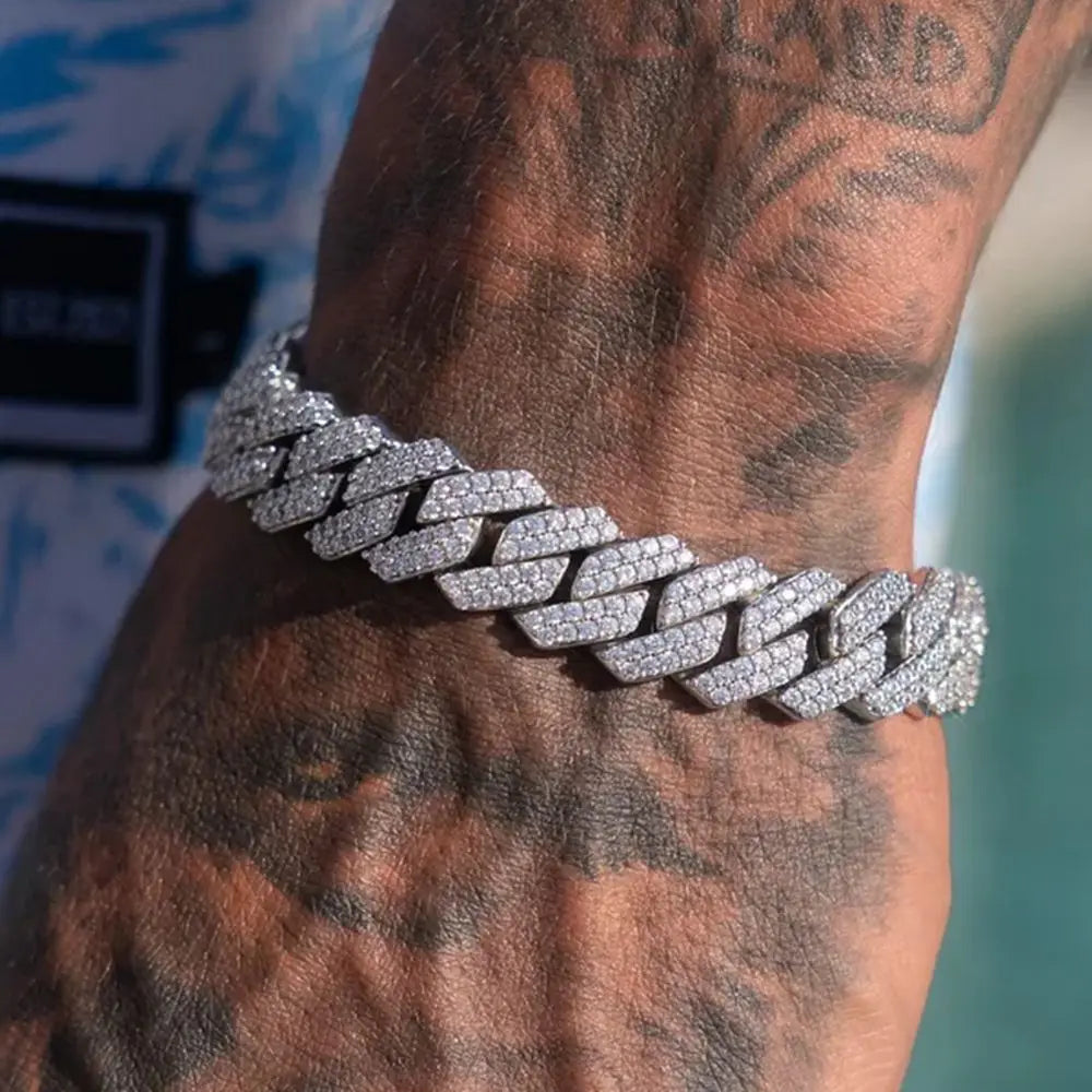 YKRON Iced Prong Cuban Chain Bracelet