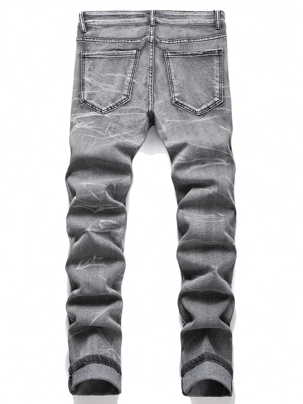 YKRON Streetwear Patchwork Ripped Elastic Jeans