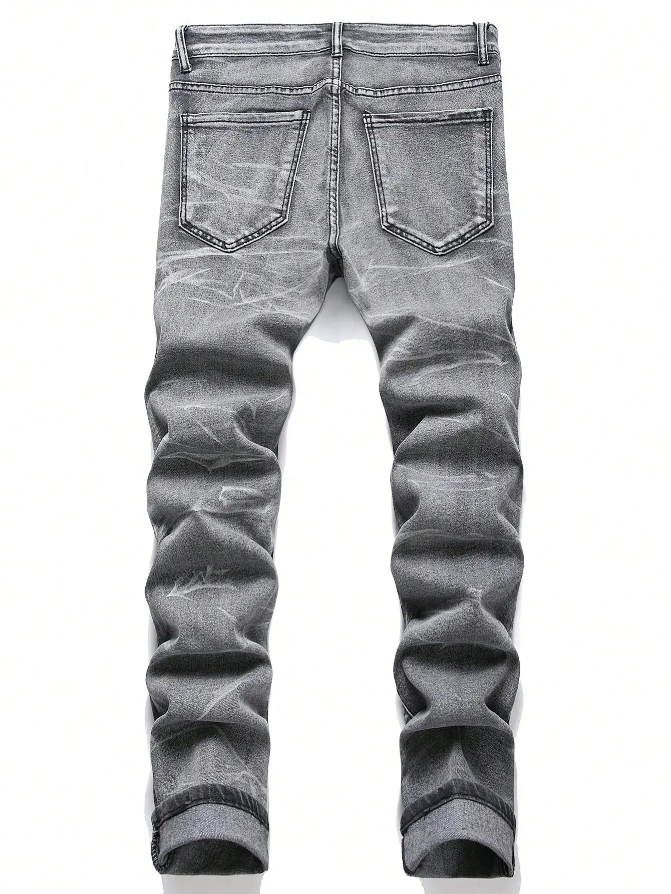 YKRON Streetwear Patchwork Ripped Elastic Jeans