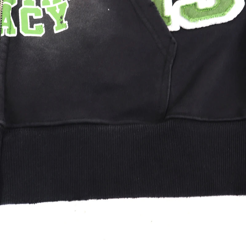 YKRON Vale Retro Embroidery Diamond Zip Hoodie
