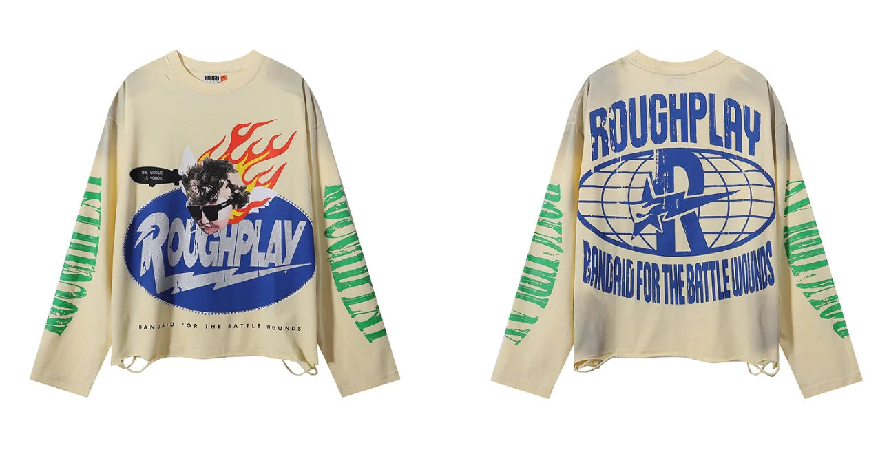 YKRON Rough Play Diamond Long Sleeve Oversized Tee