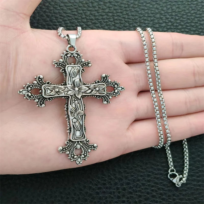 YKRON Retro Gothic Cross Hip Hop Necklace