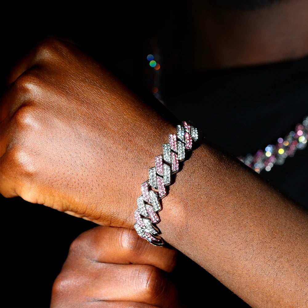 YKRON Iced Prong Cuban Chain Bracelet