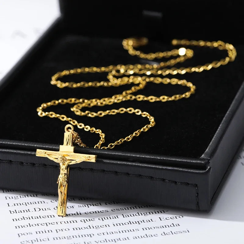 YKRON Jesus Cross Stainless Steel Choker Necklace