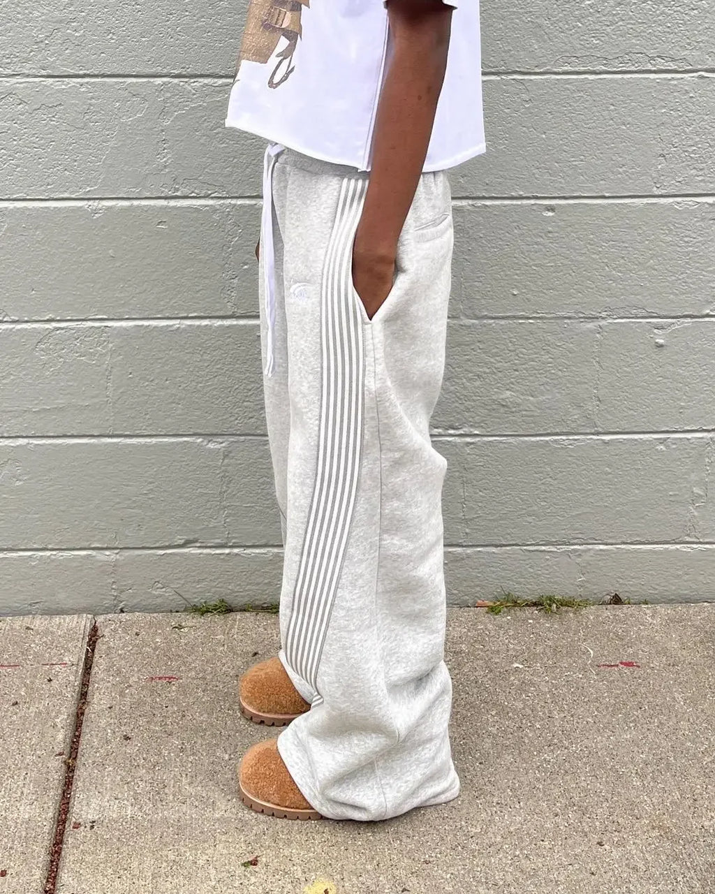 YKRON Y2K Gray Wide Leg Tactical Sweatpants