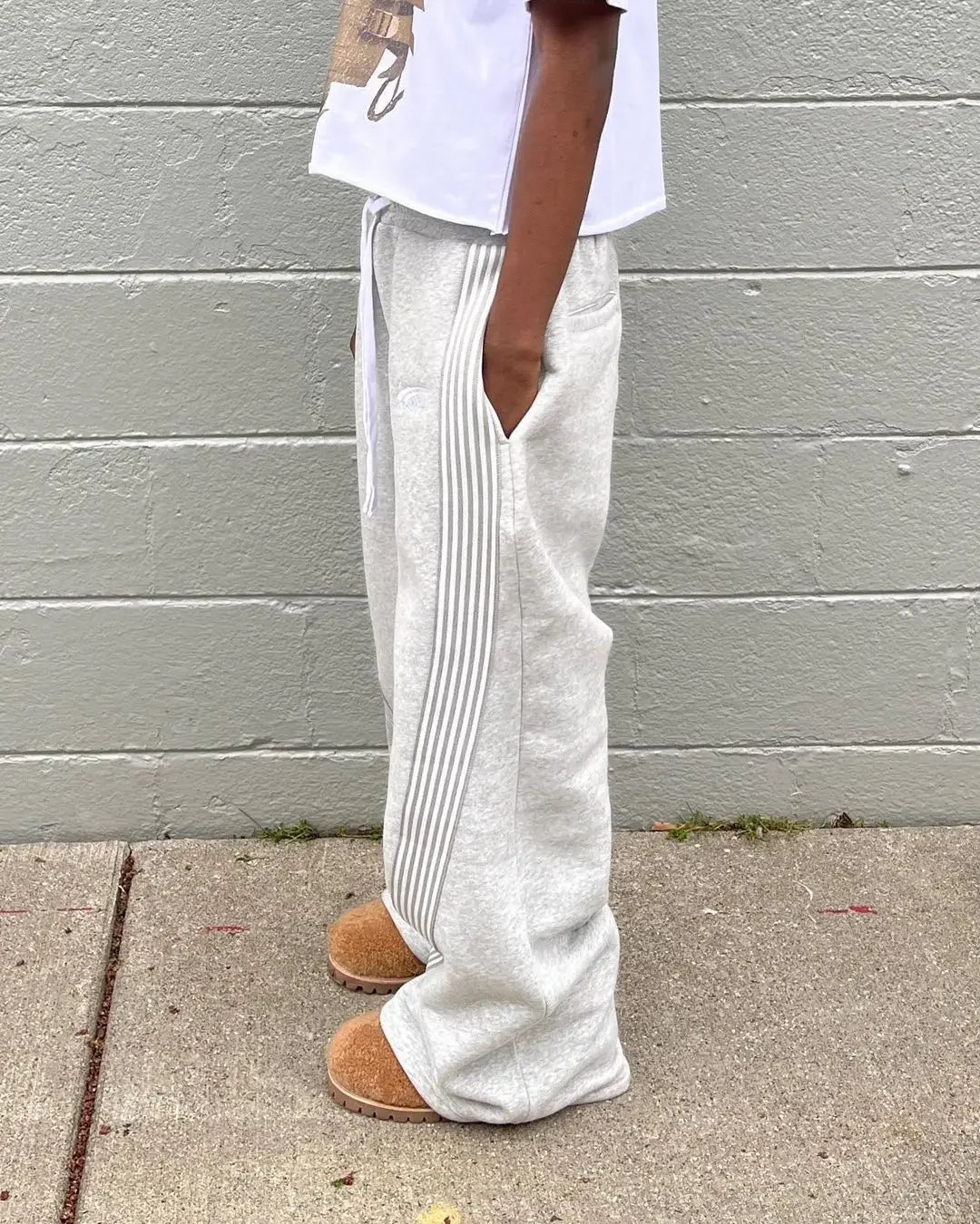 YKRON Y2K Gray Wide Leg Tactical Sweatpants