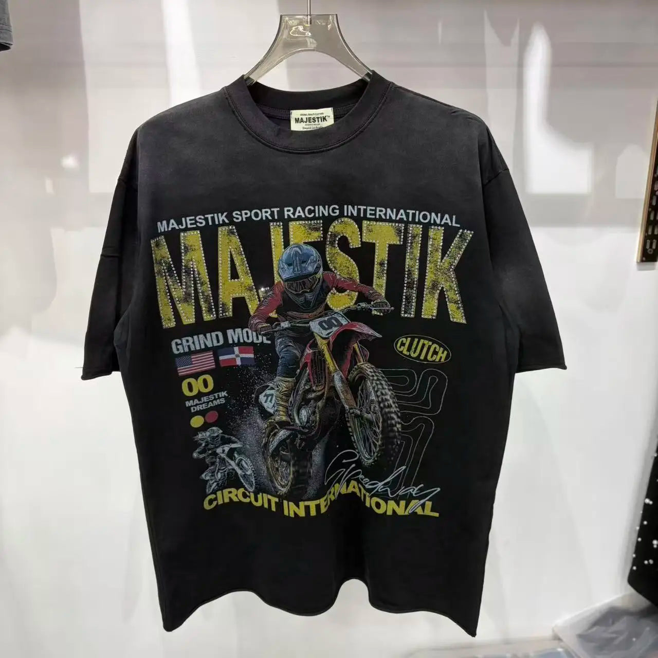 YKRON Majestik Rhinestone Print Hip Hop Tee