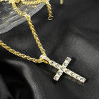 YKRON Iced Out Cross Zircon Tennis Chain Necklace