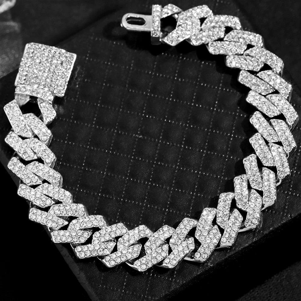 YKRON Iced Prong Cuban Chain Bracelet