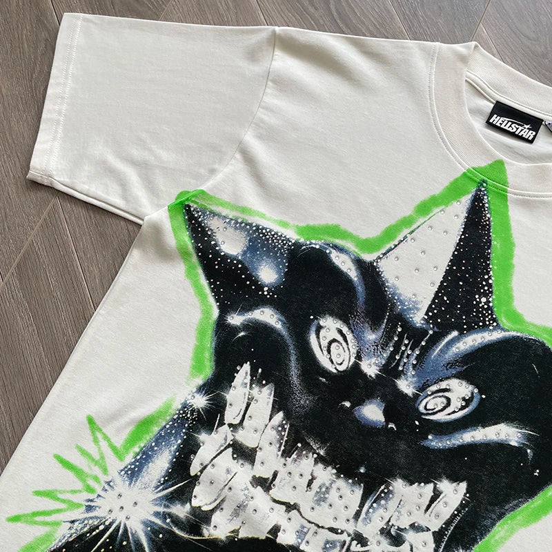 YKRON Hellstar Smiling Star Rhinestone Tee