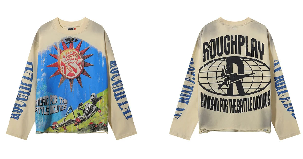 YKRON Rough Play Diamond Long Sleeve Oversized Tee