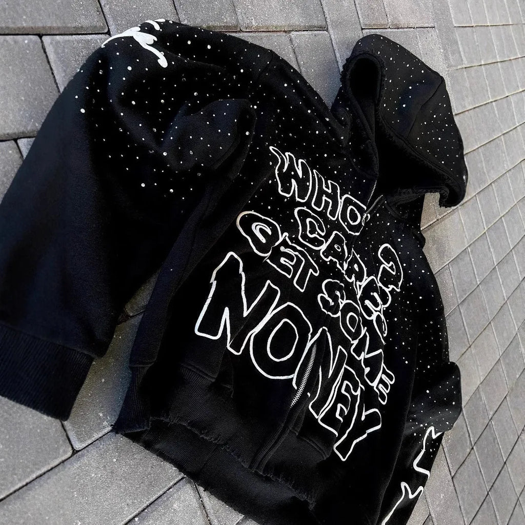 YKRON Y2K Retro Letter Zip Hoodie