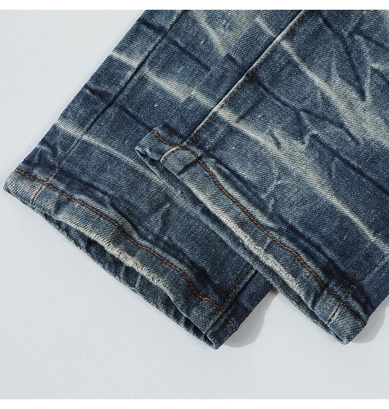 YKRON Retro Light Blue Y2K Hip Hop Jeans