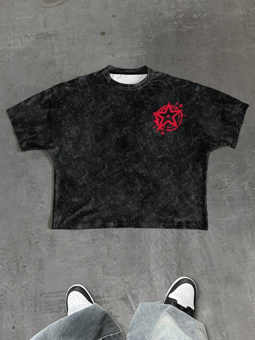 YKRON 3D Letter Print Casual Summer Tee