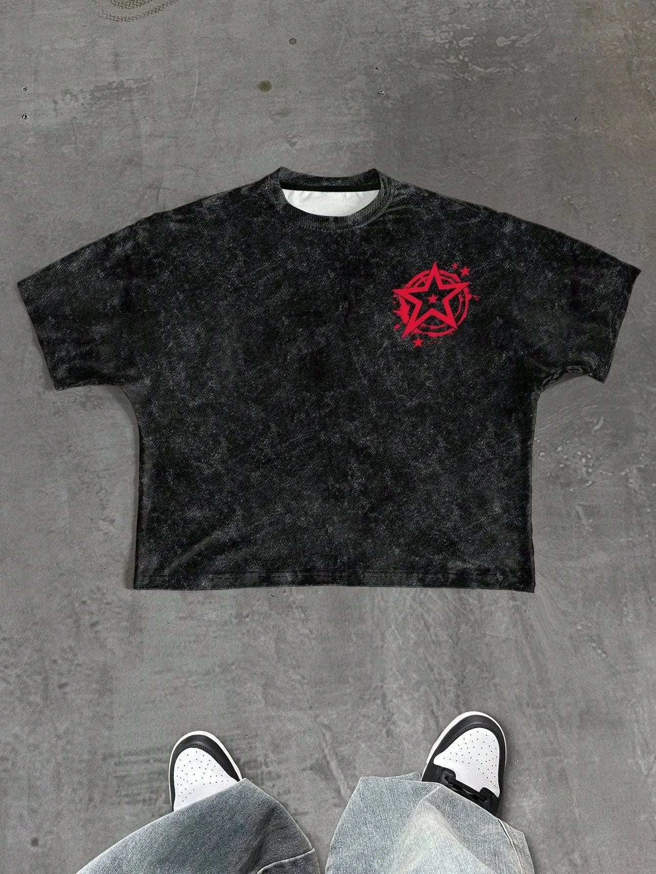YKRON 3D Letter Print Casual Summer Tee
