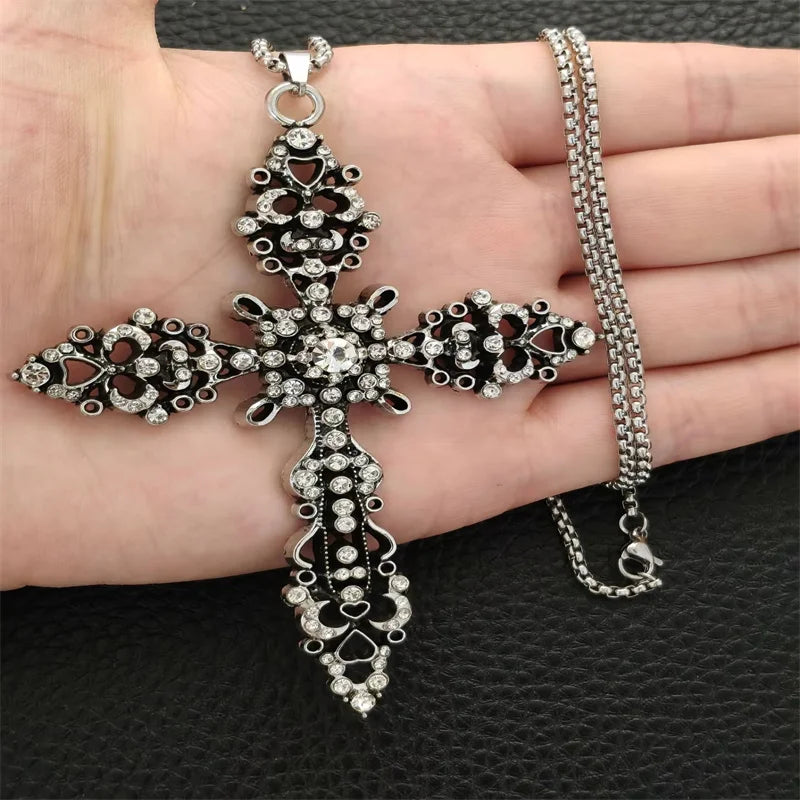 YKRON Retro Gothic Cross Hip Hop Necklace