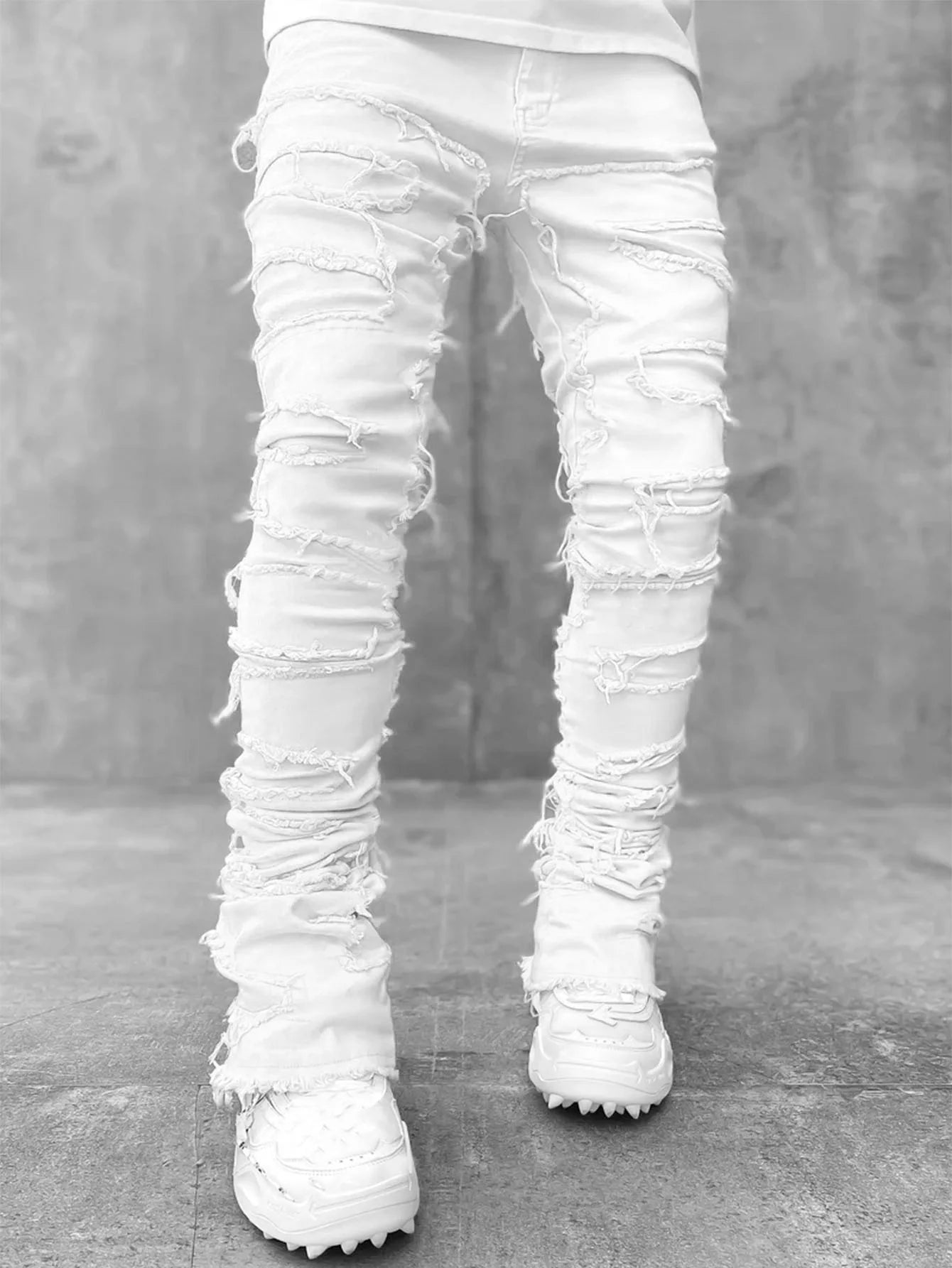YKRON Ripped Stacked Slim Fit Jeans
