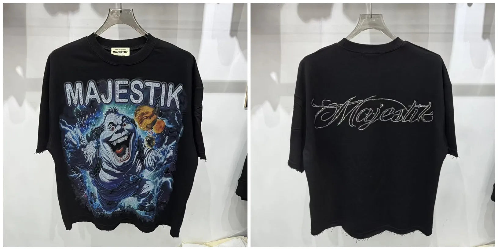 YKRON Majestik Rhinestone Print Hip Hop Tee