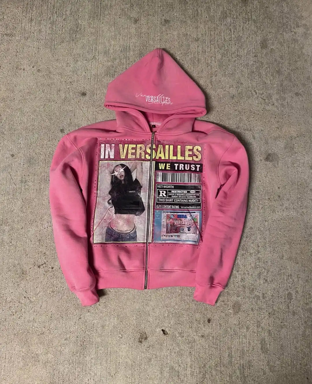 YKRON Y2K Gothic Print Loose Hoodie