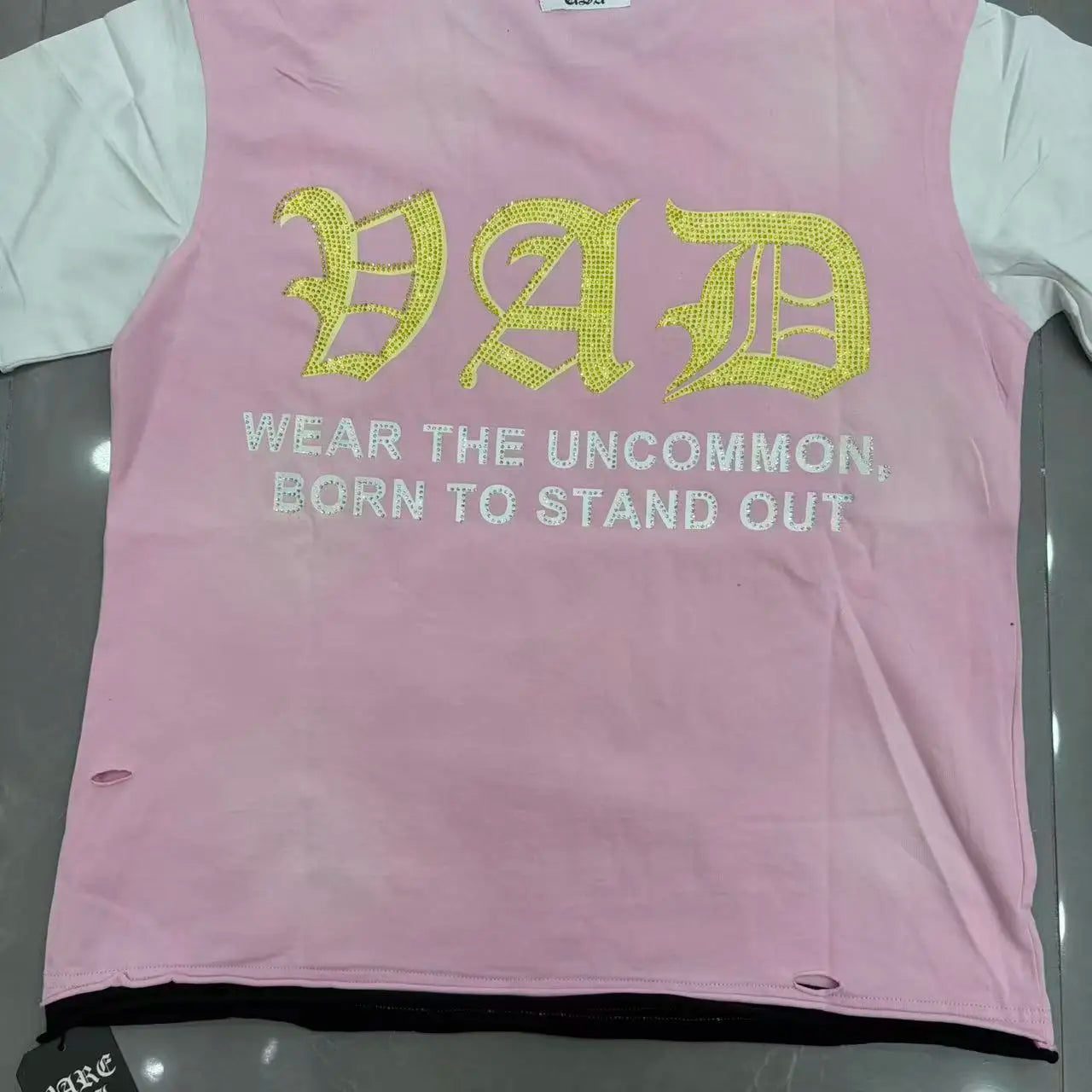 YKRON Rhinestone Letter Hip Hop Oversized Tee