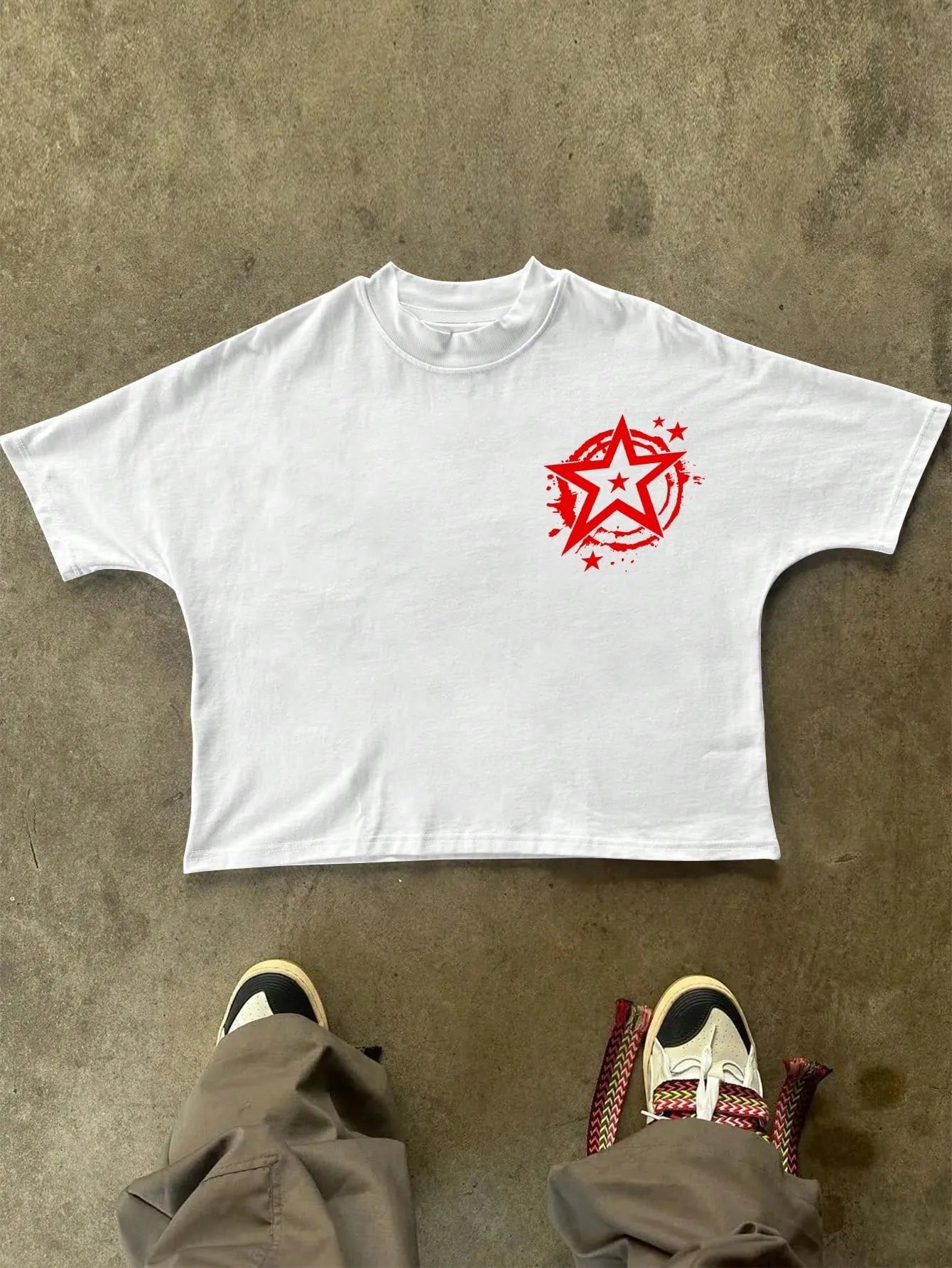 YKRON 3D Letter Print Casual Summer Tee