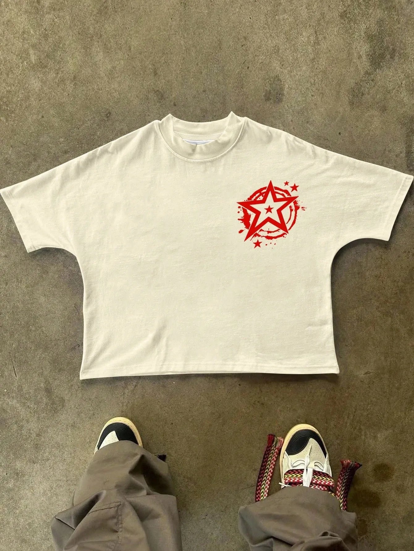 YKRON 3D Letter Print Casual Summer Tee