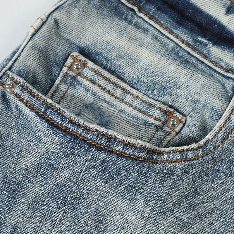 YKRON Retro Light Blue Y2K Hip Hop Jeans