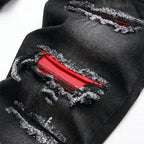 YKRON Y2K Ripped Slim Fit Black Jeans