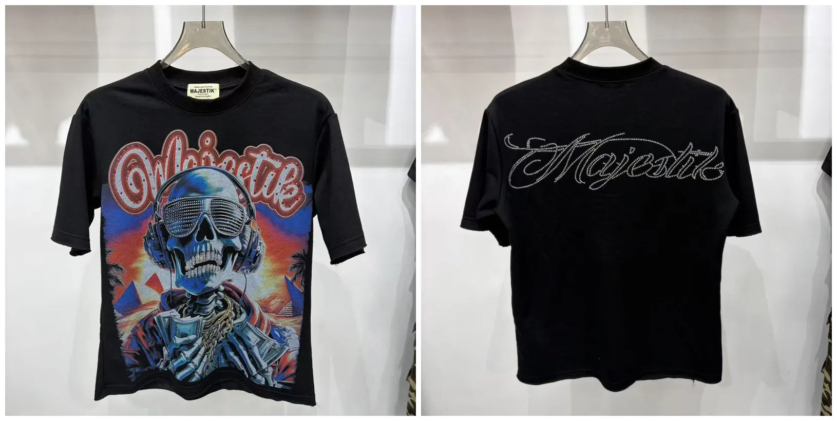YKRON Majestik Rhinestone Print Hip Hop Tee