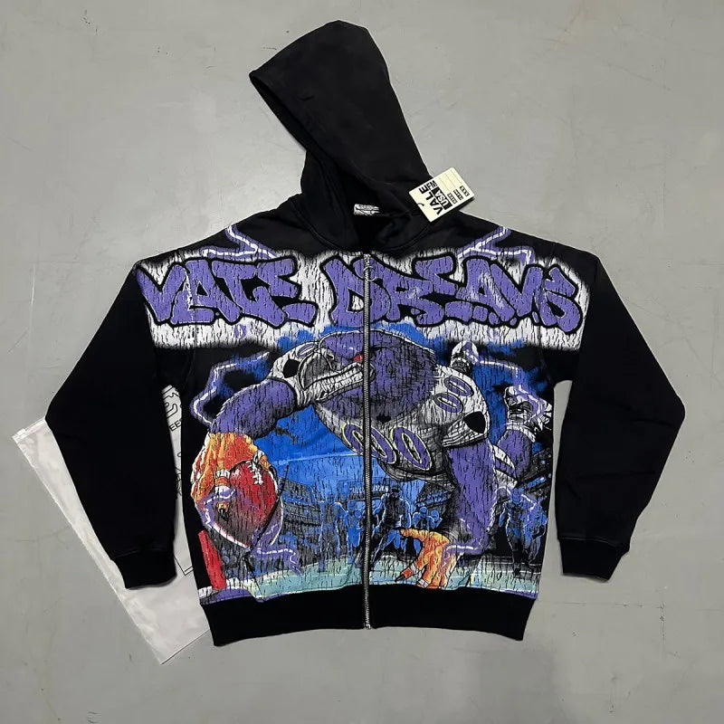 YKRON Vale Cheetah Print Washed Vintage Hoodie