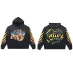 YKRON Vale Retro Embroidery Diamond Zip Hoodie