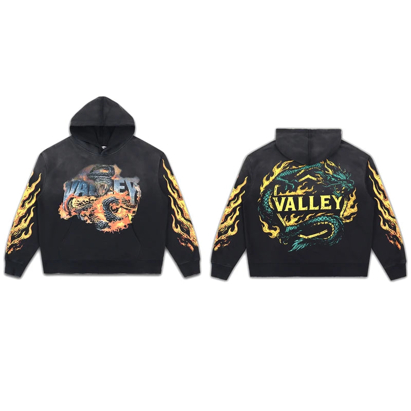 YKRON Vale Retro Embroidery Diamond Zip Hoodie