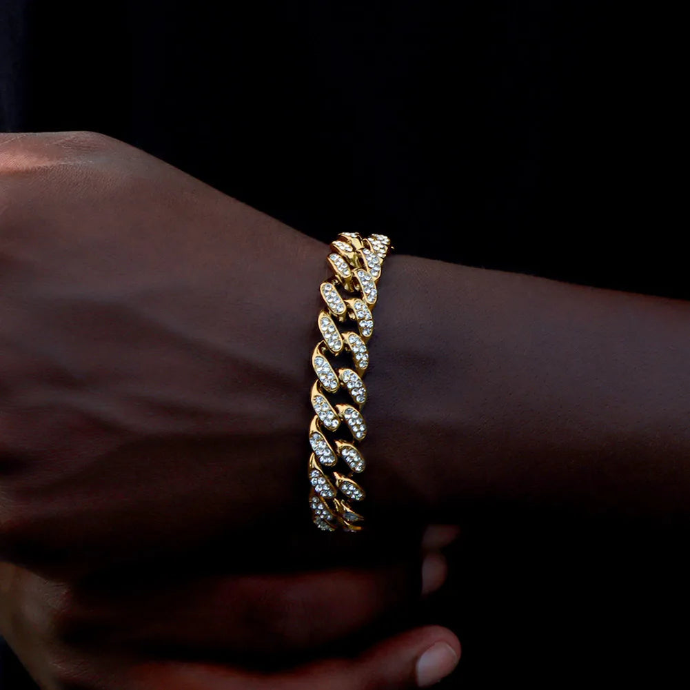 YKRON Iced Prong Cuban Chain Bracelet