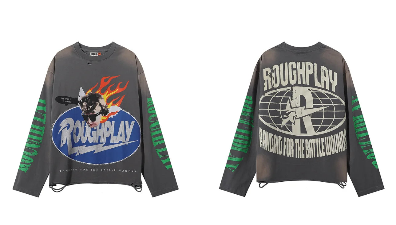 YKRON Rough Play Diamond Long Sleeve Oversized Tee
