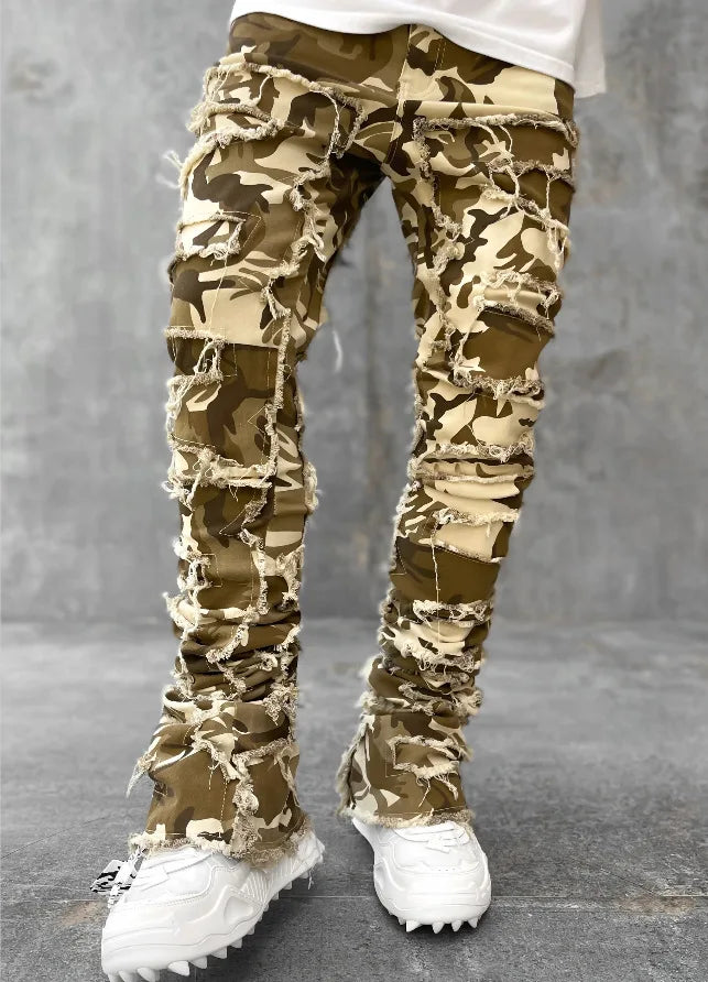 YKRON Ripped Stacked Slim Fit Jeans