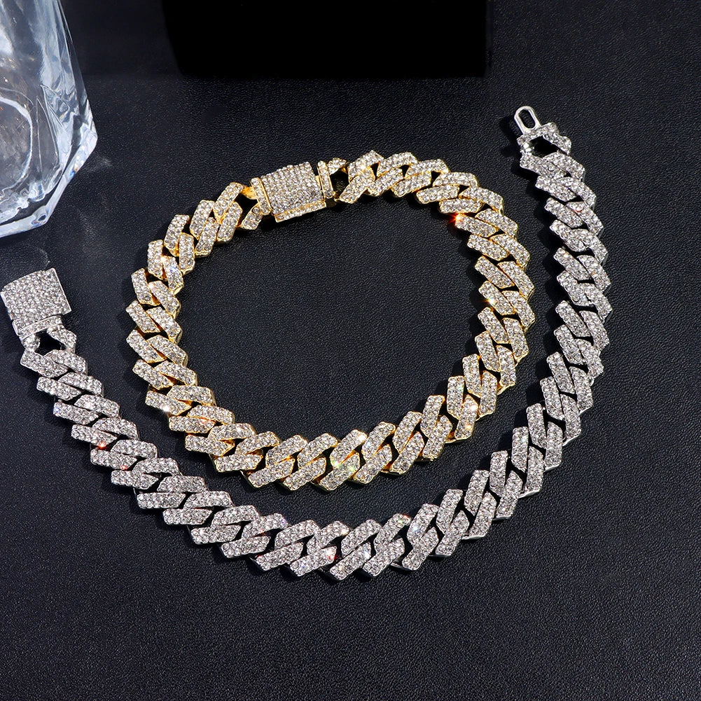 YKRON Iced Prong Cuban Chain Bracelet