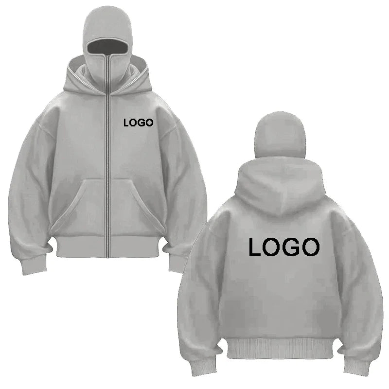 YKRON Double Hood Ninja Mask Zip-Up Hoodie