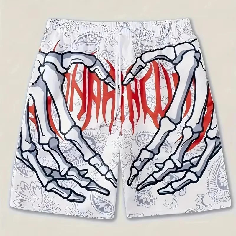 YKRON Y2K Skull Hip Hop Beach Shorts