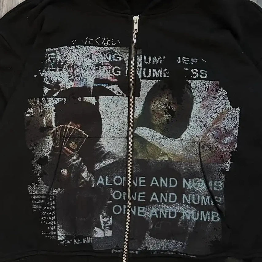 YKRON Harajuku Gothic Oversized Hoodie