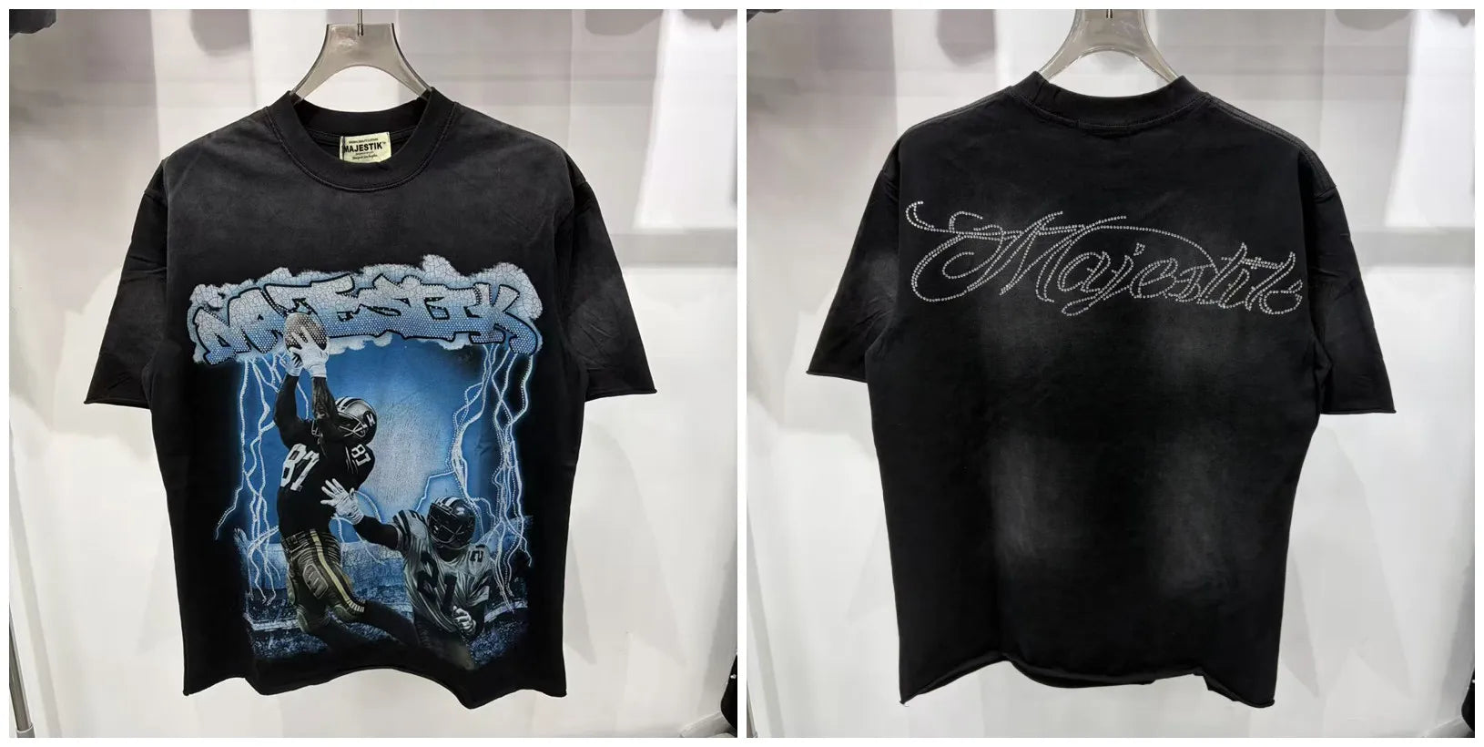 YKRON Majestik Rhinestone Print Hip Hop Tee