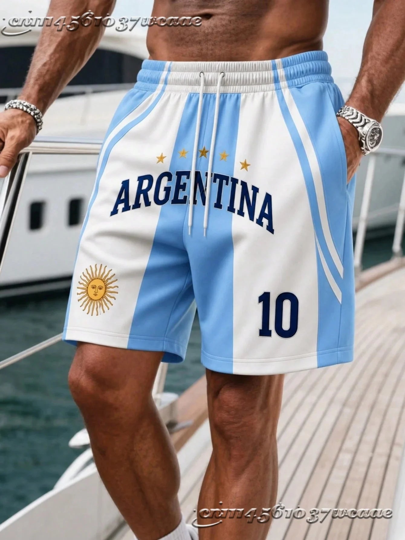 YKRON Argentina Stripe Beach Shorts