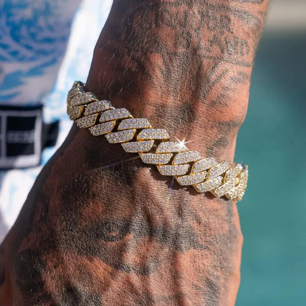 YKRON Iced Prong Cuban Chain Bracelet