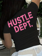 YKRON Hustle Dept Print Harajuku Y2K Tee