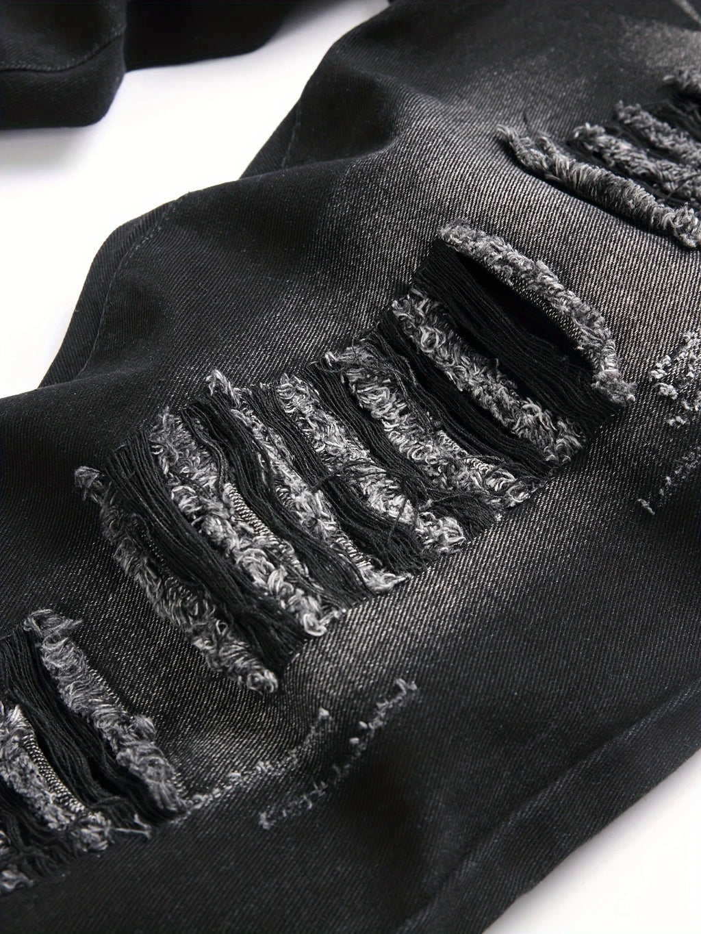 YKRON High Street Ripped Straight Leg Black Jeans