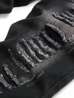 YKRON High Street Ripped Straight Leg Black Jeans