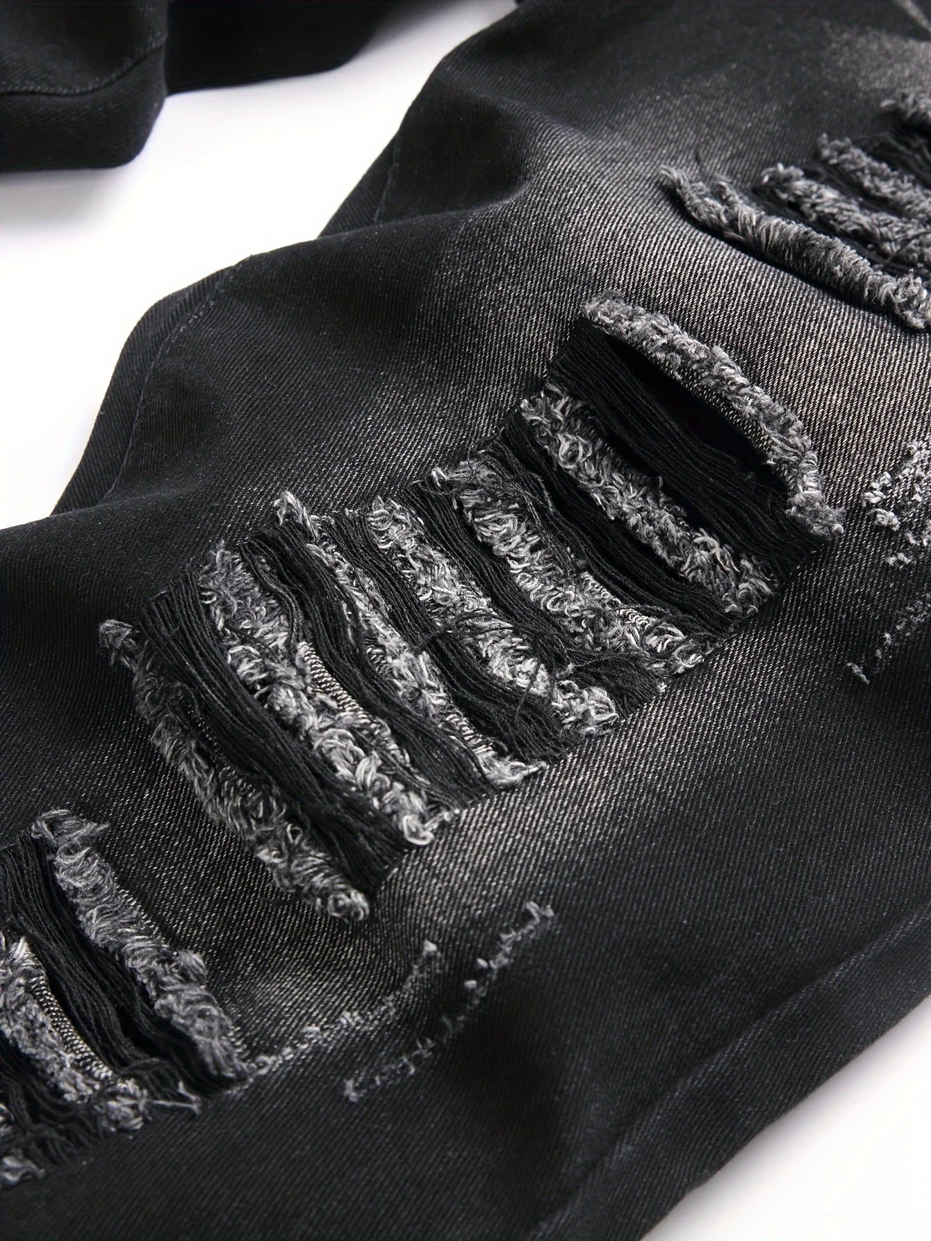 YKRON High Street Ripped Straight Leg Black Jeans