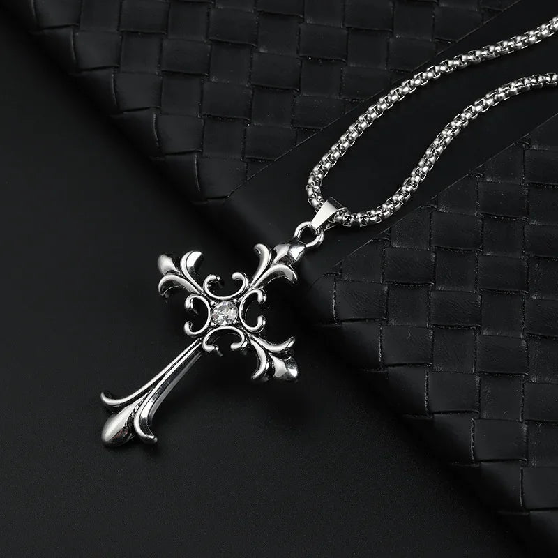 YKRON Retro Gothic Cross Hip Hop Necklace