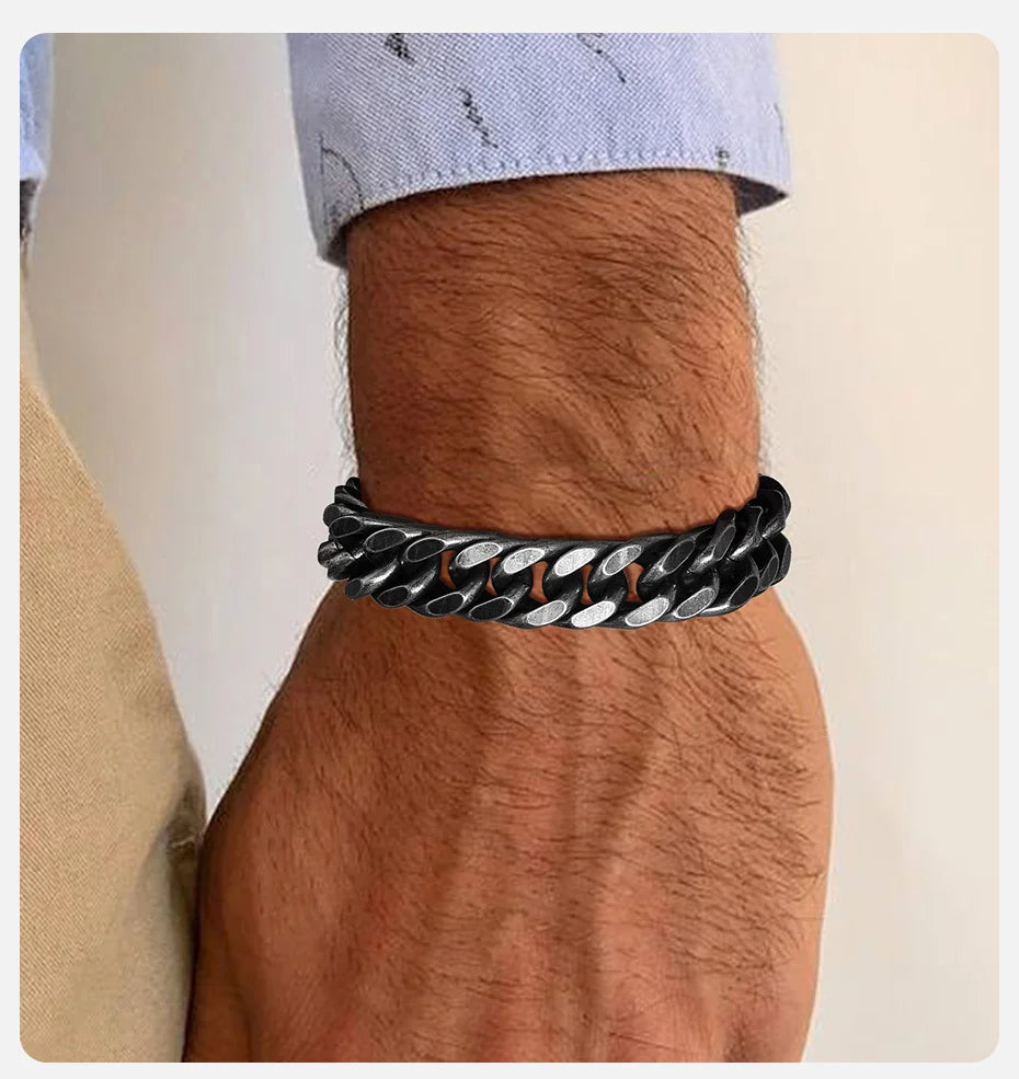 YKRON Heavy Cuban Stainless Steel Bracelet
