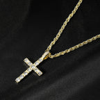 YKRON Iced Out Cross Zircon Tennis Chain Necklace