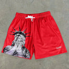 YKRON Statue of Liberty Print Casual Shorts
